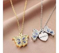 Shein Collar elegante y moderno con colgante de mariposa que se puede abrir, grabado con 'I Love You' e incrustaciones de diamantes, excelente regalo