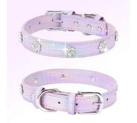 Shein Collar para perro con flores de cristal brillantes, estilo de degradado colorido, lujoso y llamativo, ajustable