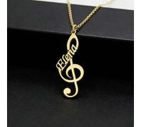 Shein Collar personalizado con nota musical y nombre - Colgante de clave de sol de acero inoxidable, accesorio elegante para uso diario y fiestas, regalo pe