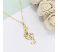 Shein Collar personalizado con nota musical y nombre - Colgante de clave de sol de acero inoxidable, adecuado para uso diario y fiestas, regalo personalizad