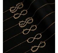 Shein Collar personalizado con símbolo de infinito dorado e inicial del nombre - Joyería de placa de nombre de acero inoxidable personalizada, collar de nom