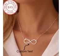 Shein Collar personalizado de amor eterno de plata de ley 925 - Collar de pareja con símbolo del infinito - Joyería personalizada para mujer - Collar de nom