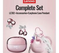 Shein Combo de auriculares Bluetooth de moda Lenovo LE302, con accesorio de diadema con lazo y estuche protector, auriculares con clip con sonido envolvente