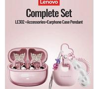 Shein Combo de auriculares Bluetooth de moda Lenovo LE302, con accesorio de diadema con lazo y estuche protector, auriculares intrauriculares con sonido env