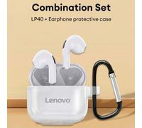 Shein Combo de auriculares Bluetooth Lenovo LP40 y estuche protector transparente, semi-intrauriculares, deportivos, graves profundos, llamadas de alta defi