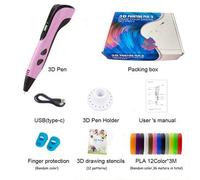 Shein Combo de lápiz de impresión 3D de alta temperatura, viene con 12 colores de filamento PLA y una base para dibujar con papel térmico y protección de lo