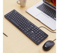 Shein Combo de teclado y mouse con cable Lenovo, conexión USB plug and play, con teclado numérico, soporte ajustable, mouse óptico con cable, teclado de tam