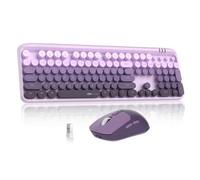 Shein Combo de teclado y mouse inalámbrico 2.4G MageGee, teclado de tamaño completo silencioso con soporte para teléfono y teclas cuadradas de perfil bajo,