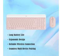 Shein Combo de teclado y mouse inalámbrico - MK470 con 12 teclas de acceso directo, cobertura de 10m, para computadoras de escritorio y portátiles, color ro