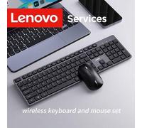 Shein Combo de teclado y mouse inalámbricos de color clásico Lenovo, conexión estable de 2.4G, latencia ultra baja, larga duración de la batería, tacto táct