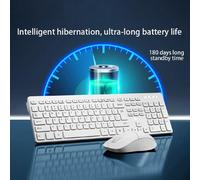 Shein Combo de teclado y mouse inalámbricos Lenovo, teclado y mouse ergonómicos de tamaño completo a 2.4G, ajuste de DPI de 3 niveles, inalámbrico USB, clic