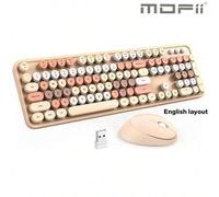 Shein Combo de teclado y mouse inalámbricos MOFII, teclado inalámbrico retro con teclas redondas, ratón inalámbrico lindo para Windows, computadora, escrito