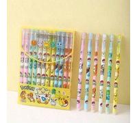 Shein Combo de útiles escolares de Pokémon - Set de 12 bolígrafos con bola de Pikachu + 1 cuaderno, set de artículos de papelería de anime lindo como regalo