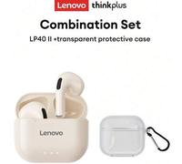 Shein Combo Set de Auriculares Bluetooth Lenovo LP40 II con Estuche Transparente, Auriculares Deportivos Intrauriculares con Graves Profundos, Llamadas de A
