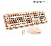 Shein Combo teclado y ratón inalámbrico MOFII, teclado inalámbrico retro con teclas redondas, ratón inalámbrico lindo para Windows, computadora, escritorio,