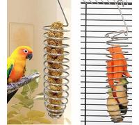 Shein Comedero colgante antiderrames para pájaros con bandeja tipo artesa para frutas y verduras, soporte de jaula para alimento, especial para loros y codo