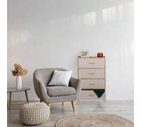 Shein Cómoda de bambú Relaxdays, 4 cajones de tela, para salón, dormitorio, 94 x 58 x 32,5 cm, natural y beige, tablero de fibra