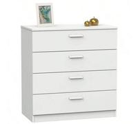 Shein Cómoda, Mueble de Dormitorio, Cajonera Tibet Habitaciones Blanco Mate o Roble Cambrian 4 cajones guía metálica en melamina alta calidad 74x78 cm Manua