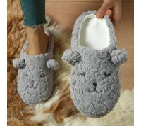 Shein Cómodas pantuflas de interior cálidas de invierno con diseño de oveja dormida de dibujos animados, aptas para que toda la familia disfrute de las pant