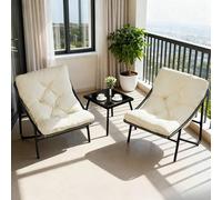 Shein Cómodo conjunto de muebles de balcón de 3 piezas con cojines de asiento y mesa, ideal para balcones y terrazas pequeños.