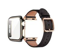 Shein Compatible con correa de y funda protectora de reloj de material PC duro, marco blanco con marco de oro rosa con cristales de imitación, película prot