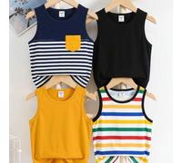 Shein Compra 1 y llévate 4 gratis - Conjunto de 5 piezas para niño preadolescente con camiseta de tirantes casual con parche de letra, adecuado para activid