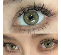 Shein Concurso de color aleatorio 1 par de lentes de contacto blandas de color verde natural de 14.00 mm X-Green Flare para uso diario, lentes cosméticas de