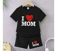 Shein Conjunto Casual Para Bebé De 2 Piezas Con Estampado De Amor Y Letra Para Uso Diario En Primavera/verano