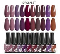 Shein 10 Piezas/set De Esmalte De Uñas De Gel, Kit De Uñas Conjuntos De Color Brillo Holográfico De Gel De Remojo Uv, Barniz De Uñas Para Juegos De Arte De
