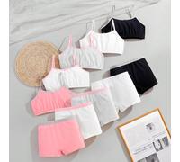 Shein Conjunto de 10 piezas para niña preadolescente que incluye sostén con cierre frontal simple, camiseta interior y bragas, con tirantes de colores varia