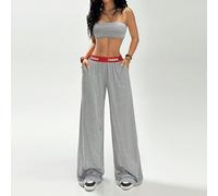 Shein Conjunto de 2 piezas compuesto por top tubo oversize de diseño vintage y pantalones largos con bloque de color, look de regreso a la escuela de mujer