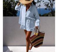 Shein Conjunto de 2 piezas de estilo bohemio elegante para vacaciones de primavera/verano: Conjunto informal y holgado con estampado de bosque francés, conj