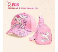Shein Conjunto de 2 piezas de gorra de béisbol con estampado de unicornio y arcoíris y bolso bandolera para niños, gorra de béisbol ajustable y cómoda y bol