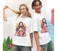 Shein Conjunto de 2 piezas de One Piece, Luffy y Boa enamorados, estampado íntimo, camiseta informal de manga corta con cuello redondo, holgada y de gran ta