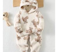 Shein Conjunto de 2 piezas de sudadera con capucha acolchada con diseño de oso de dibujos animados y pantalón largo de cintura elástica para niño bebé