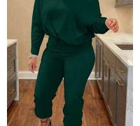 Shein Conjunto de 2 piezas de talla grande para mujer, de unicolor y un solo hombro, para uso diario, elegante en primavera y otoño