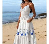 Shein Conjunto de 2 piezas de top de tirantes y falda con estampado floral retro francés, estilo romántico de vacaciones en la isla para mujeres, nueva lleg