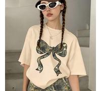 Shein Conjunto de 2 piezas estilo camuflaje para adolescentes, con estampado de lazo y árbol a juego, camiseta y pantalones cortos, para reuniones con amigo