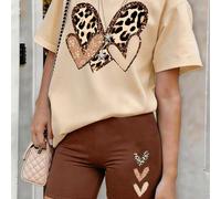 Shein Conjunto de 2 piezas para adolescente chica, camiseta de manga corta y pantalones cortos de ciclista, estampados con varios patrones gráficos de tema