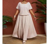 Shein Conjunto de 2 piezas para mujer de talla grande, estilo occidental/playa/bohemio/vintage/festival de música country/casual/etéreo/vacaciones