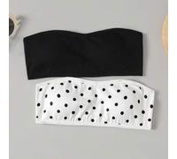 Shein Conjunto de 2 piezas/set para niña preadolescente, sujetador camisola acolchado minimalista y cómodo con estampado de lunares, suave y agradable al ta