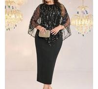 Shein Conjunto de 2 piezas: Top de malla con lentejuelas y vestido sin mangas elegante para fiesta de tallas grandes