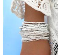 Shein Conjunto de 20 brazaletes en beige con cuentas en varios colores (debido al lote, algunos productos teñidos pueden tener ligeras variaciones de color