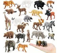 Shein Conjunto de 21 miniaturas realistas de animales del bosque, pequeñas figuras de animales de simulación de plástico norte y sudamericanos: leones, jira