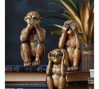 Shein Conjunto de 3 estatuas de monos sabios - No oigo, no veo, no hablo - Figuras de monos de resina para decoración de oficina y hogar - Opción de regal