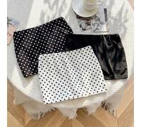 Shein Conjunto de 3 faldas para niña preadolescente, falda blanca con lunares y leggings integrados, falda negra con lunares y minifalda de punto negro liso