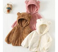 Shein Conjunto de 3 piezas de cardigan con capucha de manga larga con orejas de oso de dibujos animados para bebé niña