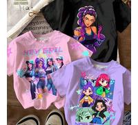 Shein Conjunto de 3 piezas de moda callejera casual y chic para niñas jóvenes, con diseño de banda de chicas de dibujos animados adorables, estilo anime K-P