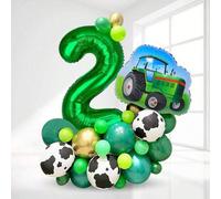 Shein Conjunto de 35 piezas de globos con número de 32 pulgadas de color verde oscuro, globo grande con forma de tractor, globos de látex con estampado de v
