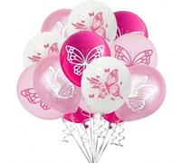 Shein Conjunto de 40/60/100/147 globos con diseño de mariposas rosas y moradas de 12 pulgadas/30,48 cm, adecuado para decoraciones de cumpleaños, Día de San